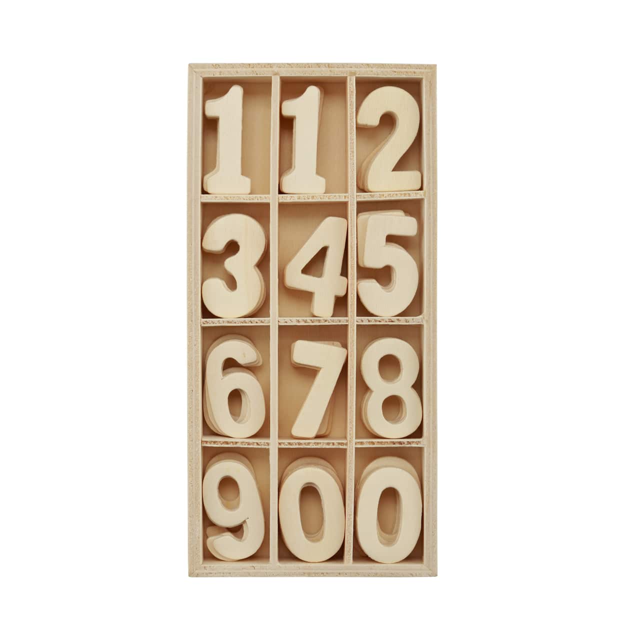8 Packs: 60 ct. (480 total) 1.5" Punch Cut Wood Numbers Set by Make Market®